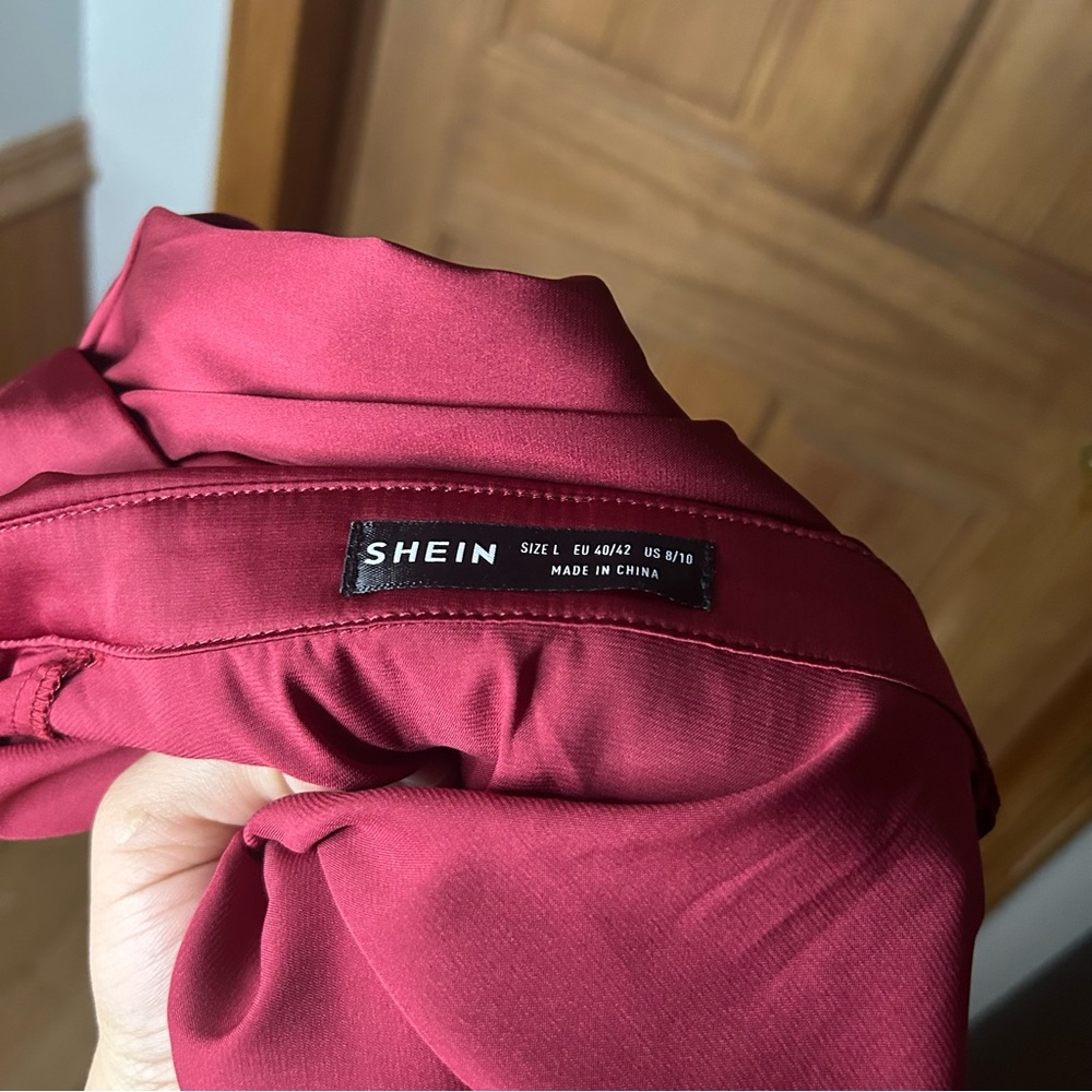 Burgundy Open Front Blouse - Picture 4 of 6